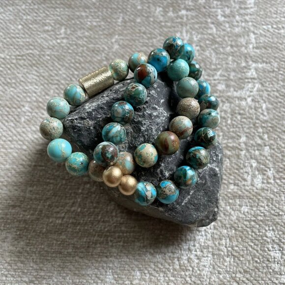 Imperial Jasper Beaded Bangles Bracelets Stretchy - Picture 2 of 6